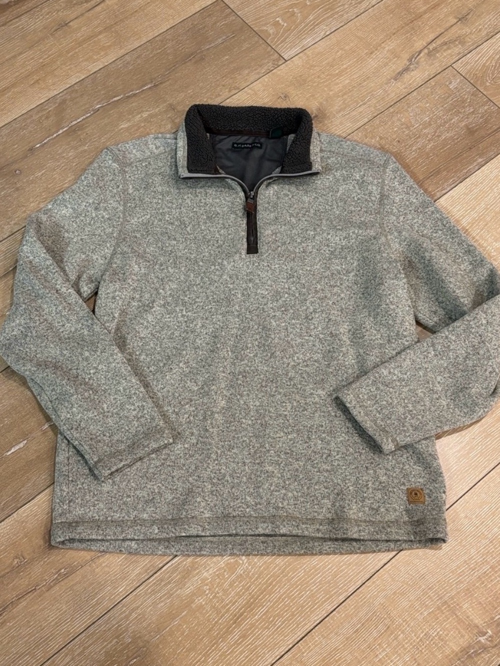 G.H. Bass & Co. Men’s Quarter Zip Sweater Fleece Pullover Gray Sherpa Collar XL